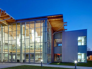 Nighttime View of Franciscan Building Exterior